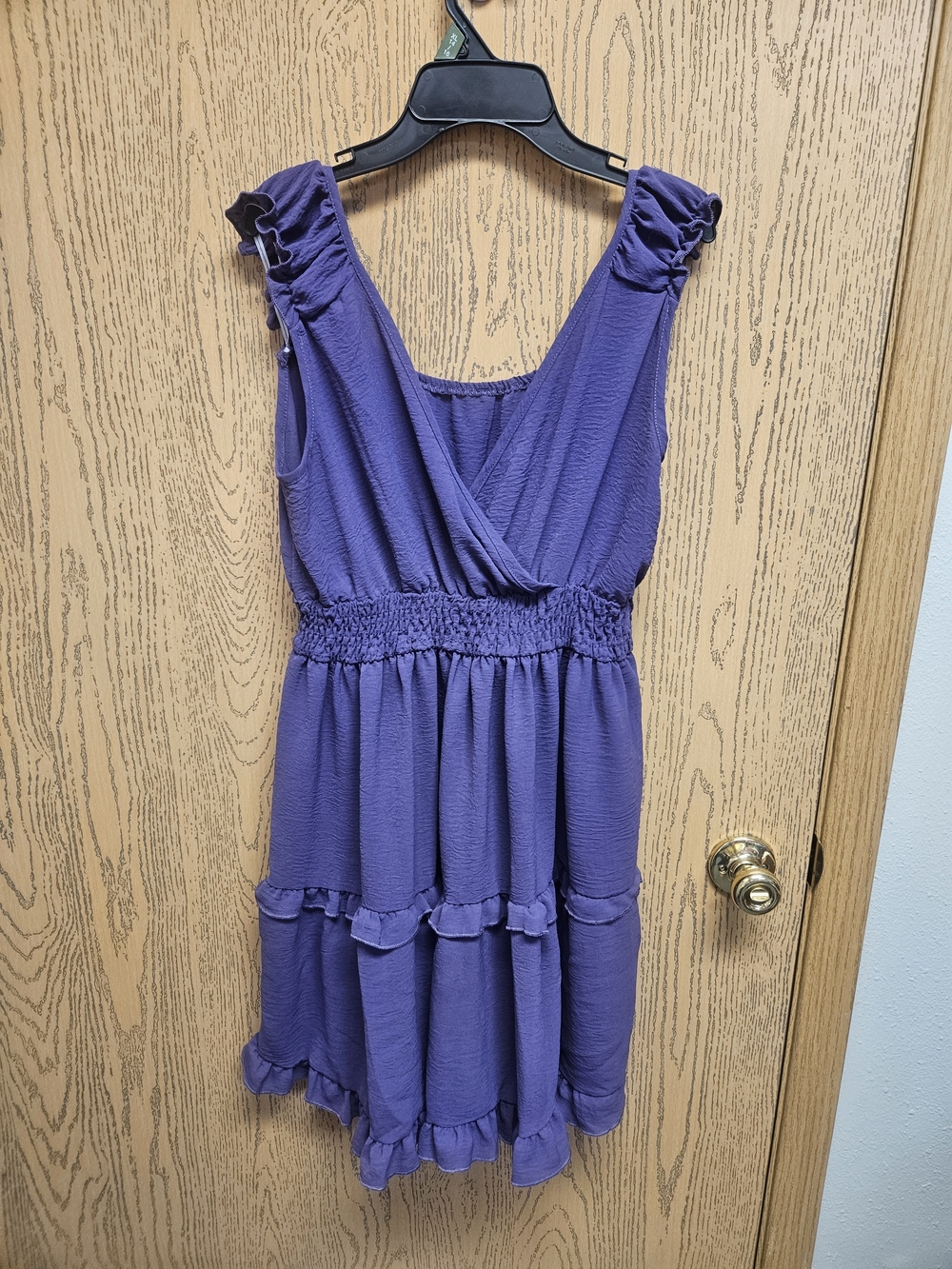 SHEIN Purple Ruffled Tiered Dress with Smocked Waist